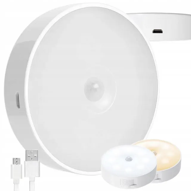 Cheaperito Zelfklevende LED Lamp met Schemersensor (Dag/Nacht) – Nachtlampje voor Trap, Kast & Hal – Warm/Koud Licht – USB Oplaadbaar – 8 LED – Wit