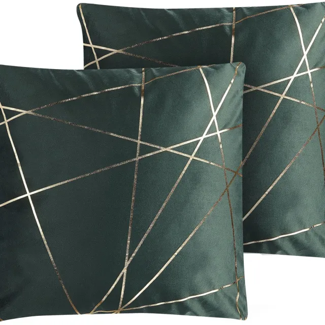 Beliani PINUS - Sierkussen set van 2 - Donkergroen - 45 x 45 cm - Fluweel
