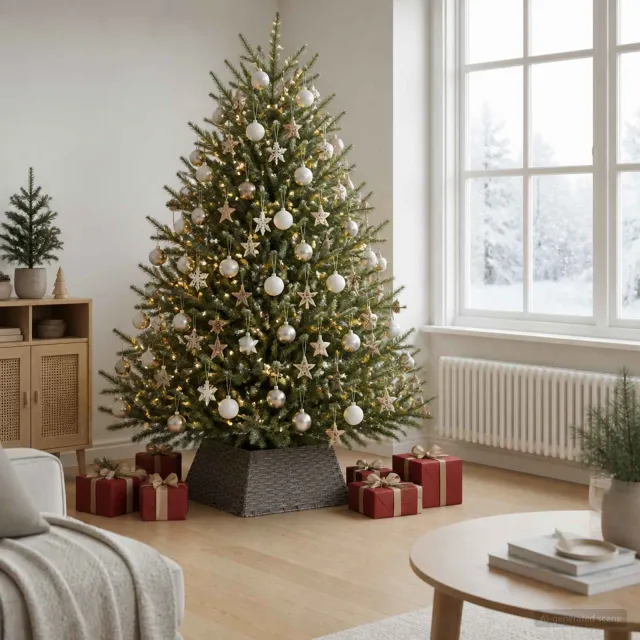 vidaXL Kerstboomkraag Vierkant Grijs 60 x 60 x 28 cm poly rattan