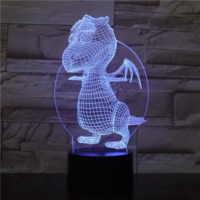 MC Living 3D Led Lamp Met Gravering - RGB 7 Kleuren - Draakje
