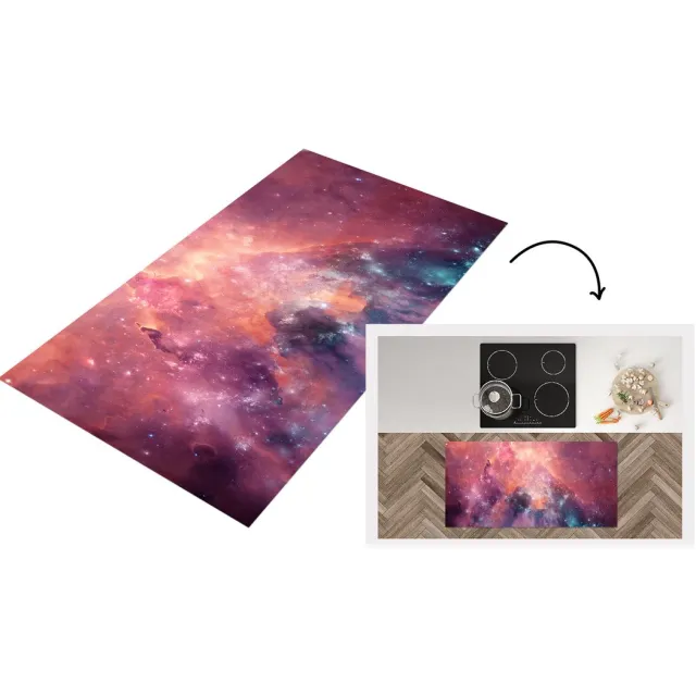 KitchenYeah Keukenloper - Loper keuken - Sterren - Oranje - Ruimte - Keukenloper vinyl Multicolor