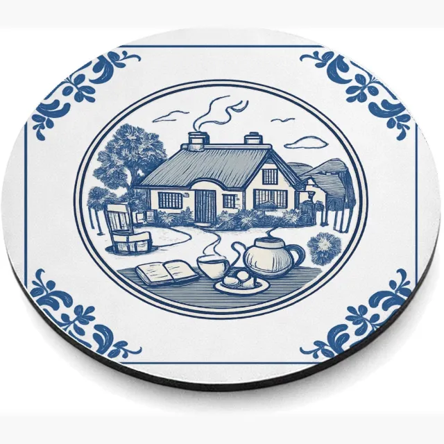 Mr Cadeautjes MDF magnetische fotolijst rond Ø 9,5 - design Rond kader met botanische hoekdecoraties en een warme woonte | cadeau Wit