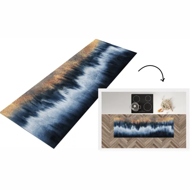 KitchenYeah Keukenloper - Loper keuken - Abstract - Goud - Luxe - Keukenloper vinyl Multicolor