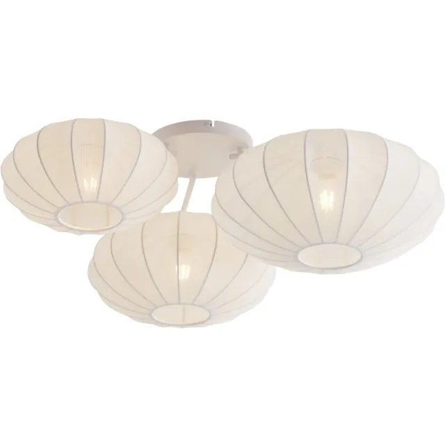 QAZQA bida - Japandi Plafondlamp - 3 lichts - L 80 cm - Wit - Woonkamer | Slaapkamer