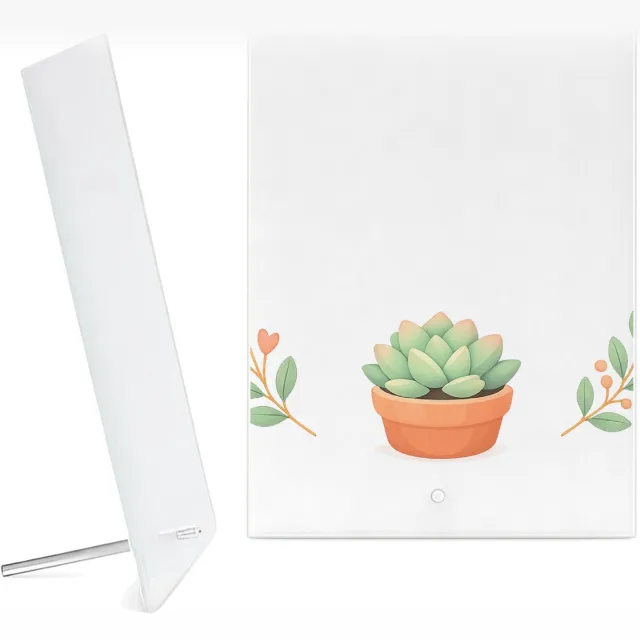Mr Cadeautjes Glazen fotopaneel Een compacte positieve quote rond een rustige botanische com - 15 x 20 cm, staand - glas, decoratie, wanddecoratie | cadeau Wit