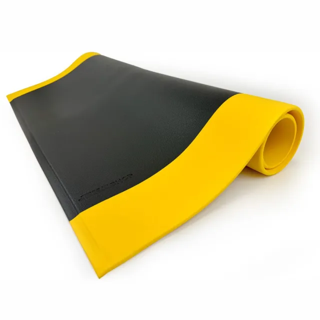 JekaShop Anti vermoeidheidsmat WS-1 voor kortdurend staand werk - Geel & Zwart - 500 cm x 91 cm x 10 mm- Veerkrachtig schuim - 10 mm - Voor binnen