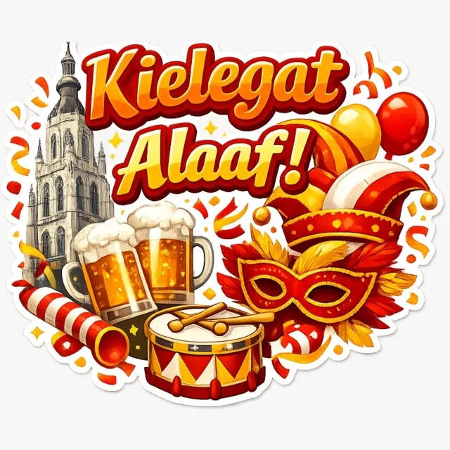 Little Big Shop Kielegat Alaaf Raamsticker - Carnaval - Raamsticker - statische sticker - herbruikbaar Diverse Kleuren
