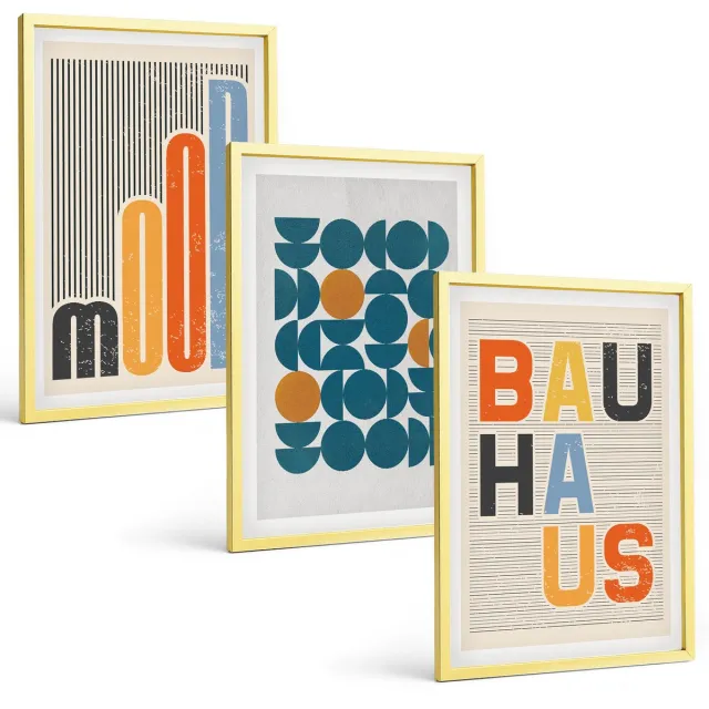 Coloray 3-Delige Schilderij Set - Neonreclames Van De Stad 'S Nachts Stadsgezichten - 40 x 40 cm En 40 x 60 cm - Wanddecoratie - Muurdecoratie - Moderne Interieurdecoratie - Decoratieve Schilderijen Gouden lijst