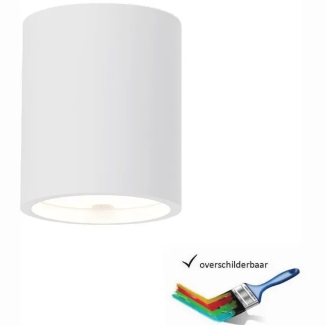 Artdelight Plafondlamp Toulouse glad Ø 11 cm gips wit