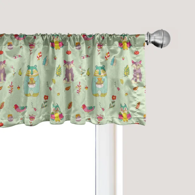 ABAKUHAUS Kleuterraamvalletje, Gordijnvalletje voor Keuken en Slaapkamer met Tunnelzoom, 137 cm x 30 cm, Pastelgroen en Meerkleurig Pastelgroen en veelkleurig