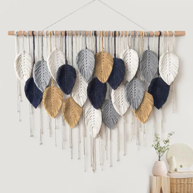 Unyqoos Groot geweven boho-wandtapijt met handgemaakte kwastjes voor stijlvolle muurdecoratie kleurrijk