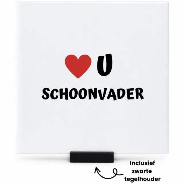 Hacebo love u schoonvader tegeltje met tegelhouder - Papa - de liefste schoonvader - tegeltjes met tekst - vader cadeautjes - vaderdag - verjaardag - geschenk - kado - spreuktegels - 15x15 CM Wit