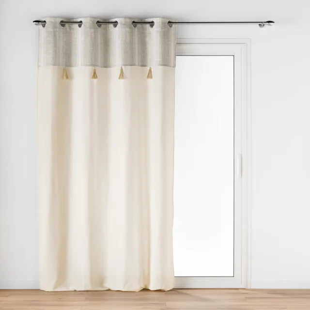 Douceur d intérieur Douceur d'intérieur - Gordijn met ringen en gouden franjes ISLAND, 140 x 240 cm Beige