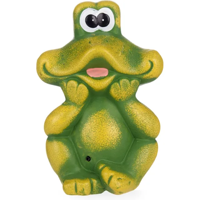 IBERGARDEN Tuinbeeld kikker - keramiek - H23 cm - groen mix kleuren - tuin dieren beelden