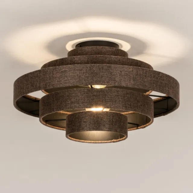 Lumidora Plafondlamp 75091 - Plafonniere - JULIA - E27 - Zwart - Bruin - Metaal - ⌀ 38 cm