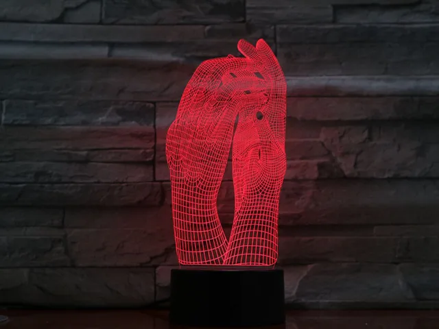 MC Living 3D Led Lamp Met Gravering - RGB 7 Kleuren - Handen