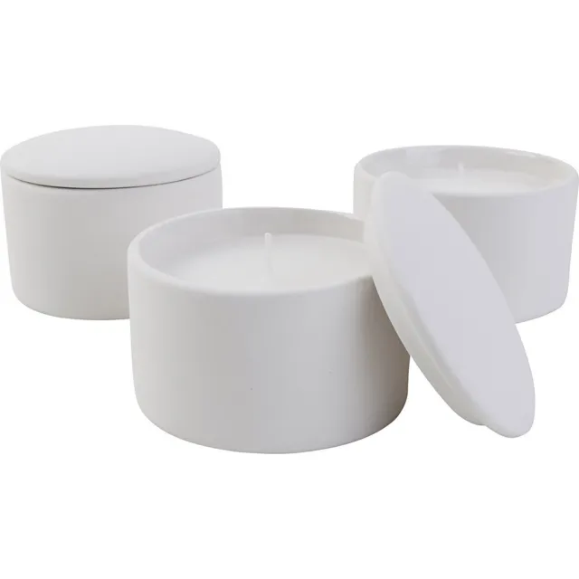 PacklinQ Keramische kandelaar incl kaars , afm 9x9x6,7 cm, 12stuk/ 1 doos wit