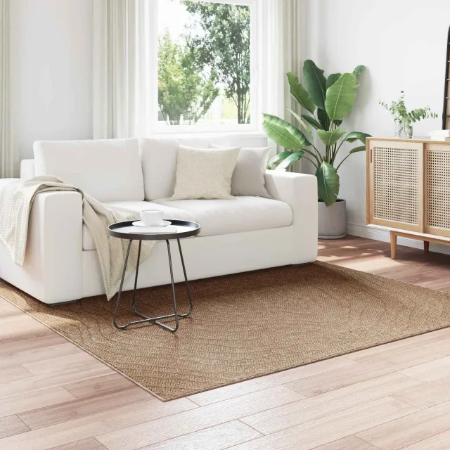vidaXL Binnen- en buitentapijt AGIRA Naturel 120 x 120 cm Polyester, foto 2
