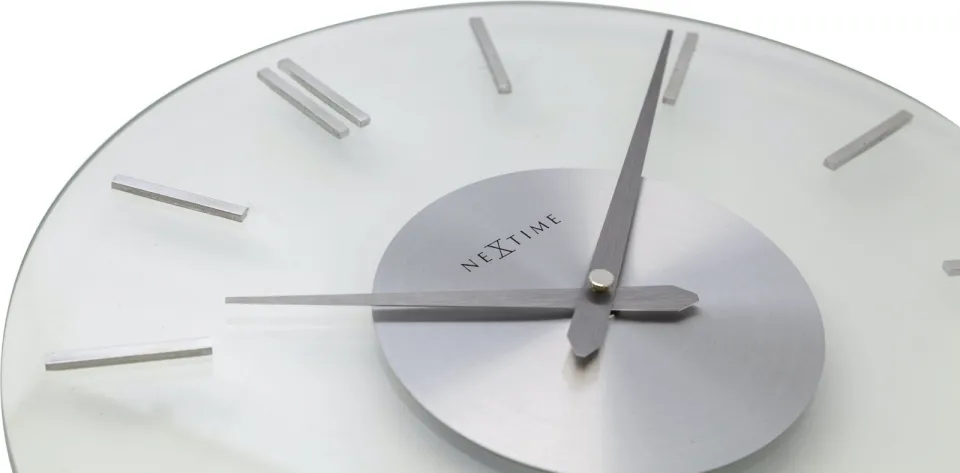 NeXtime Clocks Nextime wandklok- 26 cm - Aluminum - Glas - Stripe - 26 cm transparant, foto 6