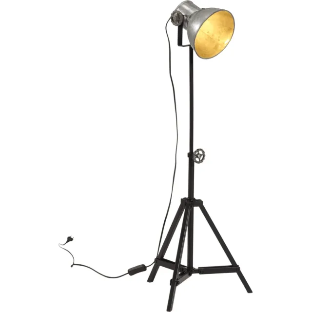vidaXL Vloerlamp 25 W E27 35x35x65/95 cm vintage zilverkleurig