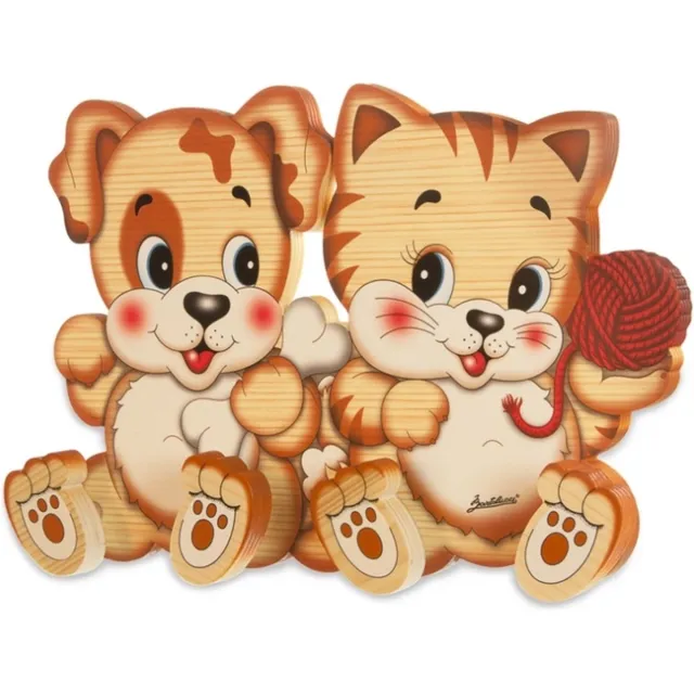 Bartolucci Houten kapstok kat & hond | Bartolucci Multi colour