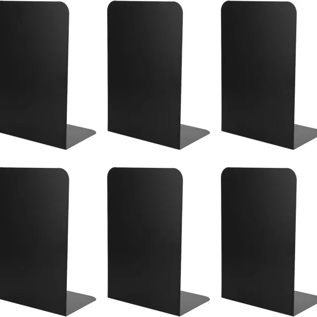 Ibenzoa Robuuste Metalen Boekensteunen – Set van Zes voor Zware Boeken en Decoratieve Objecten zwart