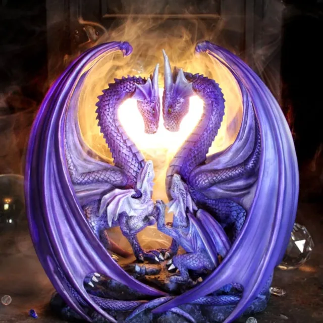 The Violet Cauldron Beeld - Raising Dragons 28cm (AS) Anne Stokes Paars