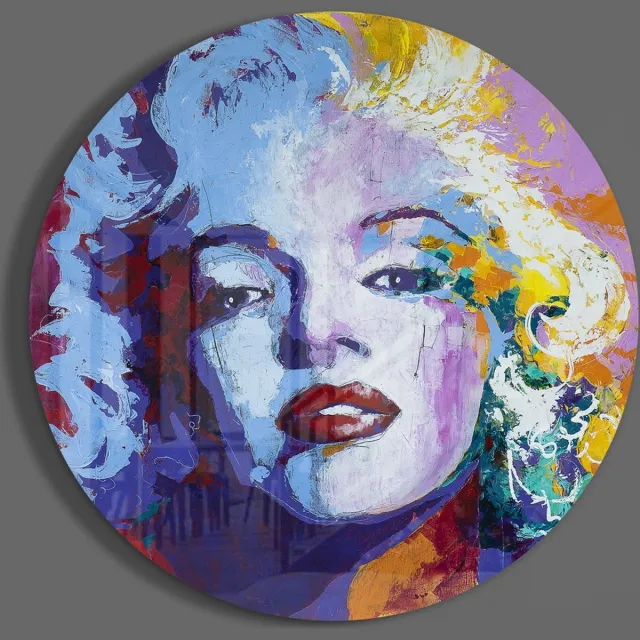 Insigne Glazen Schilderijen - Marilyn Monroe Glasschilderij - Rond - Muurcirkel - 60 cm - 4 mm Meerkleurig