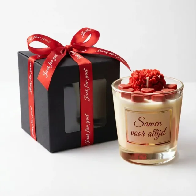 Scentulp Geurkaars: Perfect cadeau voor haar - Samen Voor Altijd wit, rood