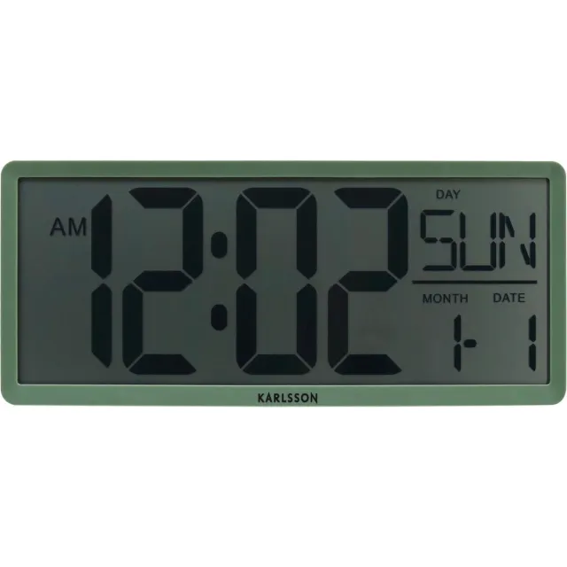 Karlsson Wandklok Retro LCD - Groen - 34.8x2.7x14.8cm - Wandklok Scandinavisch