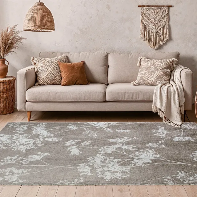 LOLA&MOI Binnen & Buiten Vloerkleed - 170 x 240 cm - Lola&Moi Parsley Parchment - Laagpolig Tapijt - Gerecycled PET - Made in Belgium - Circulair Zilver