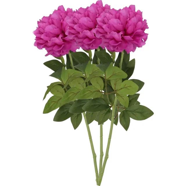 DK design Kunstbloem pioenroos - 3x - paars - zijde - 71 cm - kunststof steel - decoratie bloemen