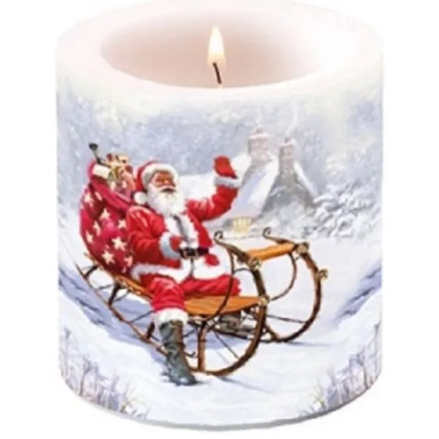 Ambiente Kaars - Small - Winter - Kerst - Kerstman Wit