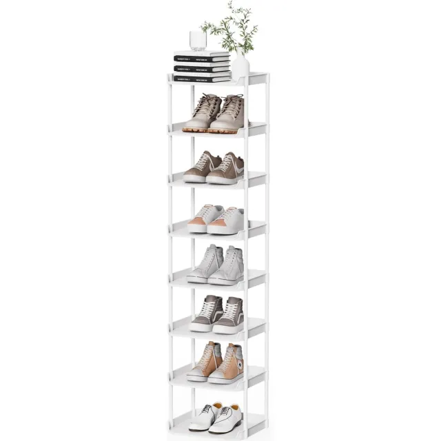 Unyqoos Ruimtebesparend en stapelbaar schoenenrek met acht lagen voor elke kamer Wit