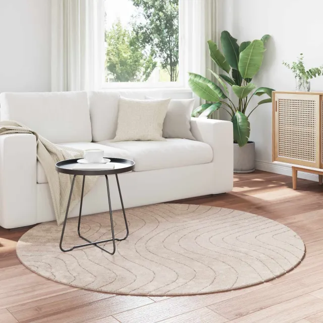 vidaXL Binnen- en buitentapijt PALMERAS Beige Ø 200 CM Polyester, foto 2
