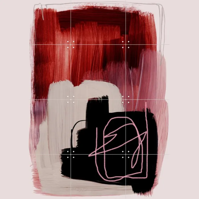 IXXI Abstract Brush Strokes 132, Mareike Böhmer - 60 x 80 cm - Grote wanddecoratie en posters - Grafisch Ontwerp, Abstract, Abstract, Schilderijen Rood / Roze