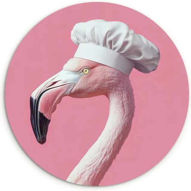 WallCircle Wandcirkel 90x90 cm - Muurcirkel Flamingo - Roze - Koksmuts - Vogel - Muurdecoratie woonkamer - Wanddecoratie keuken - Kamer decoratie accessoires - Ronde schilderijen Koksmuts - Flamingo