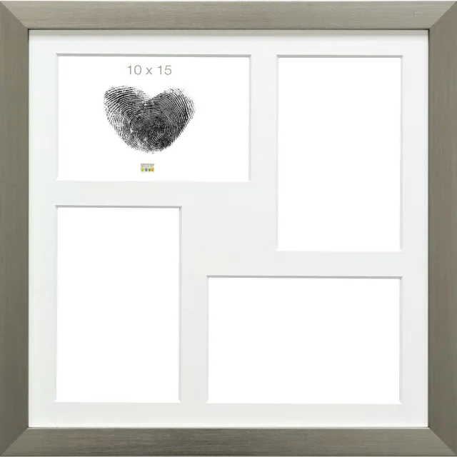 Deknudt Frames multifotolijst - zilver kleur - collagelijst voor 4 foto's 10x15 cm - met passe-partout