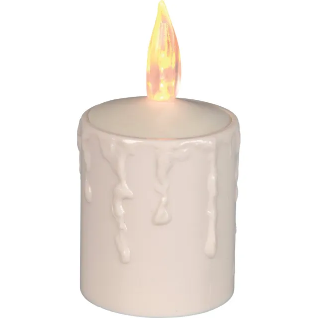 Star Trading LED-kaars Paula voor buiten vanStar Trading, kaarslicht warm wit met timer, op batterijen werkende kerstdecoratie van kunststof in beige, hoogte: 11,5 cm Kleurrijk