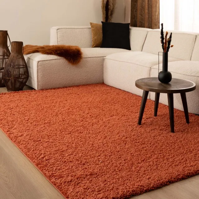 Tapeso Hoogpolige loper - Shaggy Trend terracotta 80x250