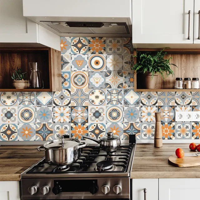 Ambiance Sticker Zelfklevende tegelmuurstickers voor keuken en badkamer - 9 AZULEJOS LONARENO TEGELSTICKERS - 9 stickers 40x40cm Multi color