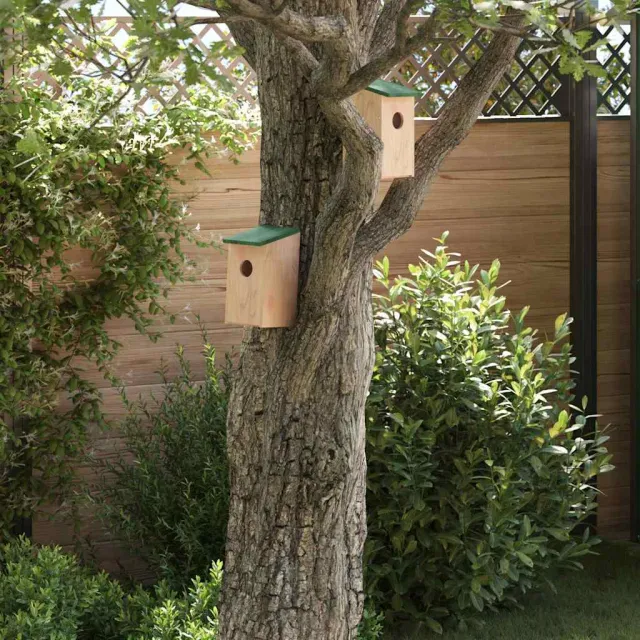 vidaXL Vogelhuisjes 10 st 12x12x22 cm massief vurenhout Bruin
