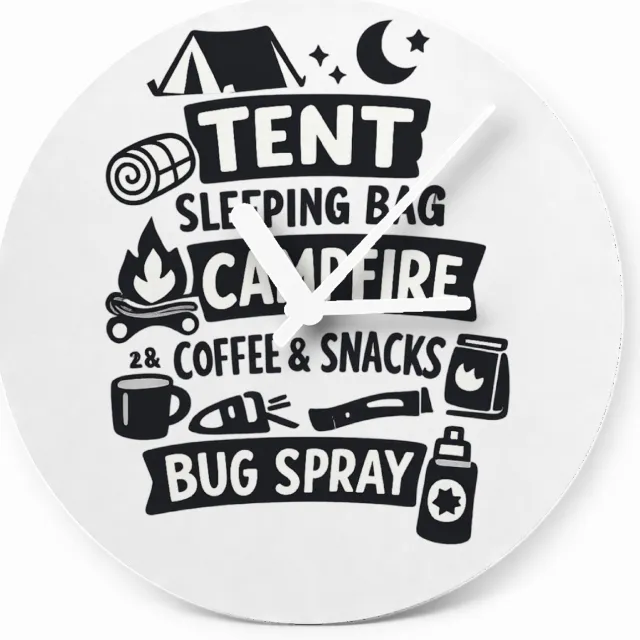 Mr Cadeautjes Glazen klok Ø 20 - design Een compacte humorprint over strandcomfort met dezelfde lijs | cadeau Wit