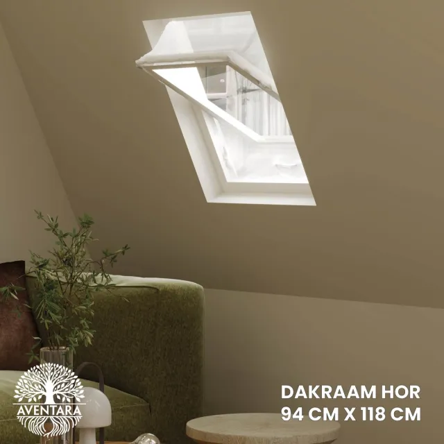 Aventara Dakraam Hor - 94 x 118 cm - Geschikt voor Velux: PK06 (GGL 406, p06) Fakro/Optilight: Maatcode 08 Roto: 09/11 Insect Raamhor - Insecten Plissé - Vliegenhor – Gaas - Inbouw Zonder boren Wit 94 x 118