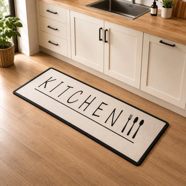 Kadirelli Keukenloper Kitchen - Zand - 80x200 cm - Vloerkleden - Keuken Tapijt - Keukenmat - Loper Tapijt - Loper Vloerkleed