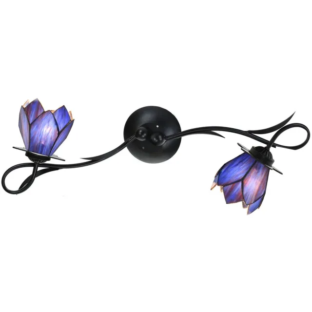 Coloured by Art Tiffany Wandlamp / Plafonnière Lovely ''Blue Lotus'' 2 - Art Deco Trade Blauw