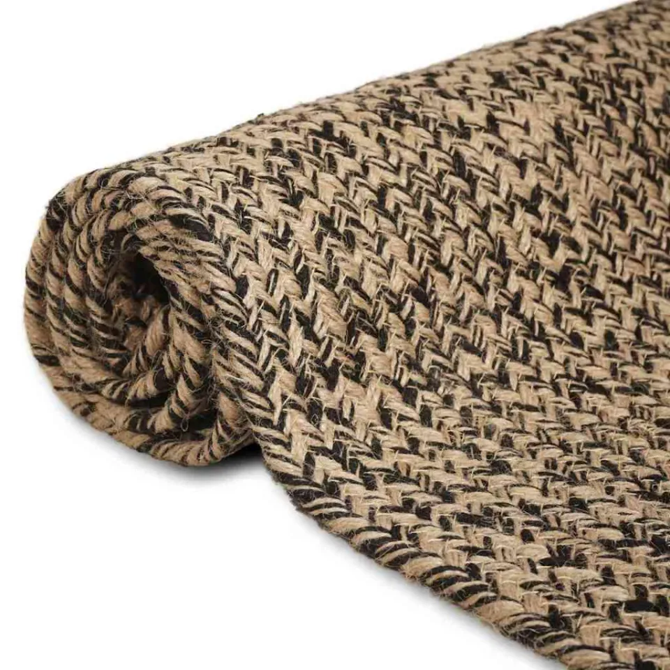 vidaXL Gebied Tapijt Naturel en Zwart 200 x 290 cm Jute, foto 3