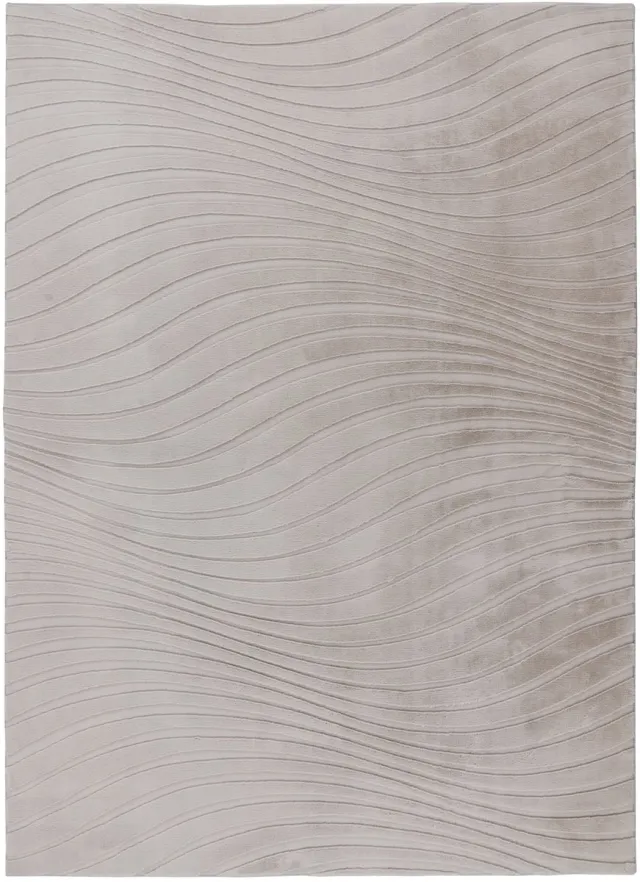Padiro design laagpolig vloerkleed 80 x 150 cm - lichtbeige - modern abstract ontwerp - voor vloerverwarming - van polyester en katoen