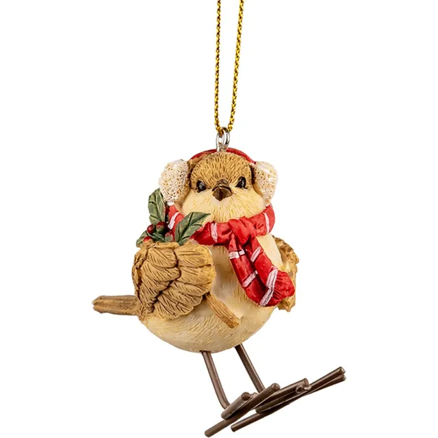 Clayre & Eef Decoratie Hanger Vogel 5x3x7 cm Bruin Kunststof