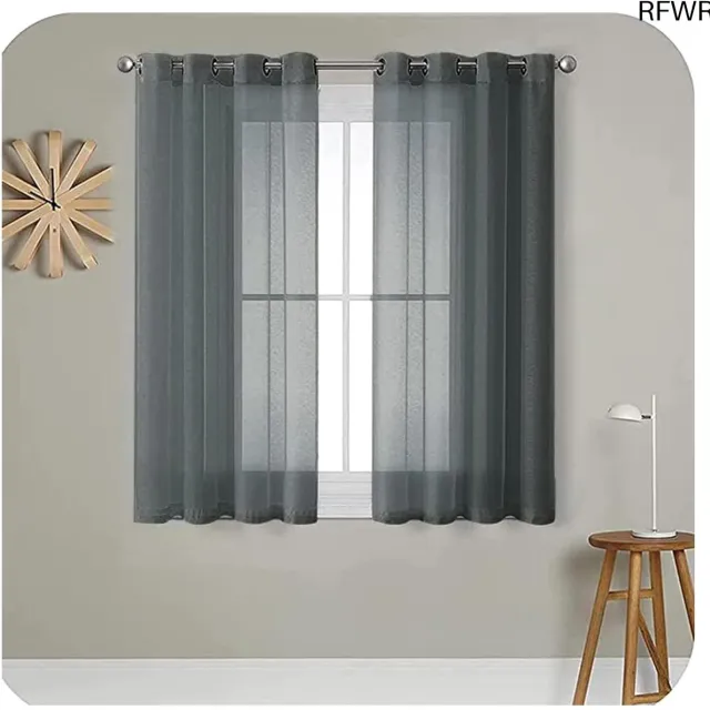 RFWR Transparante voilegordijnen 140 x 122 cm, 2 panelen met zeilringen voor slaapkamer en woonkamer Wit